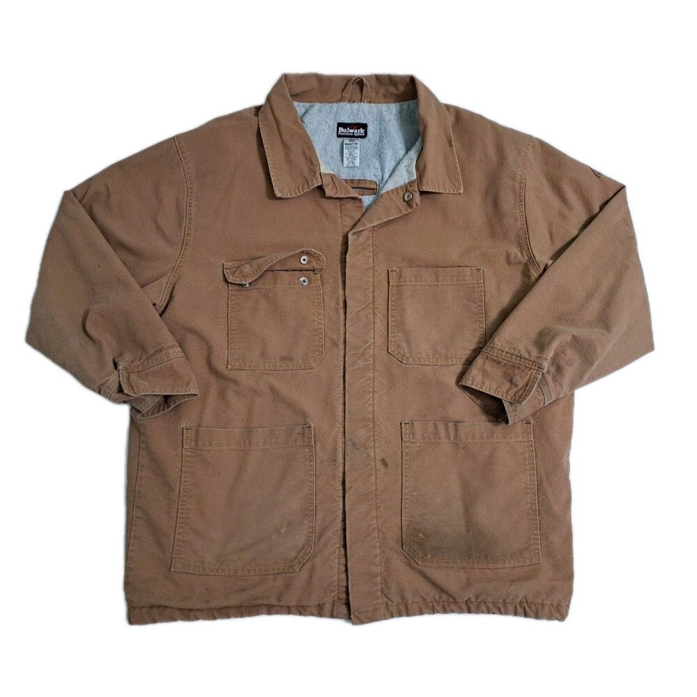 Bulwark FR Brown Fire Flame Resistant Canvas Heavy Duty Work Jacket Mens Size XL